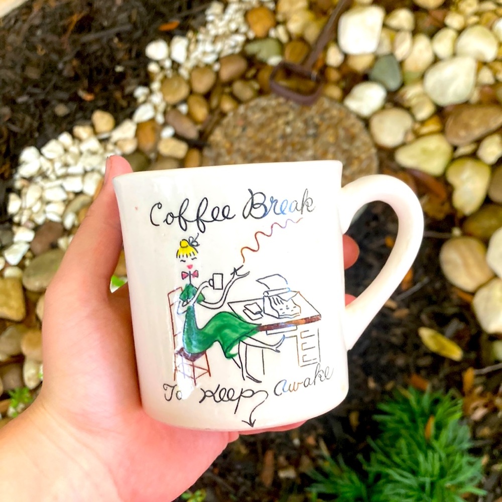 Coffee break to keep awake vintage mug!☕️